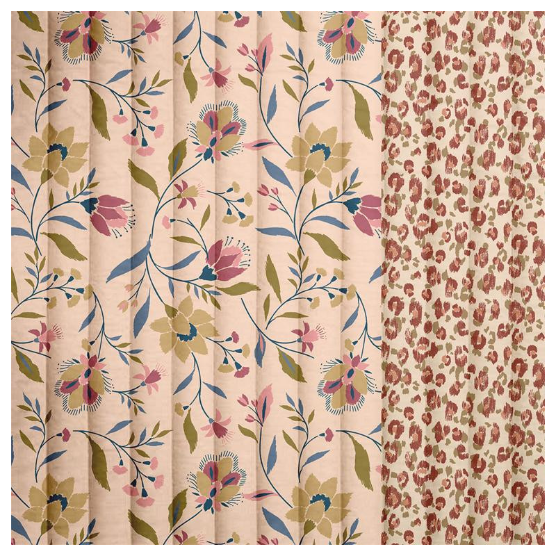Printed Quilted Cotton EVELYNE / KARLI Peach / Beige